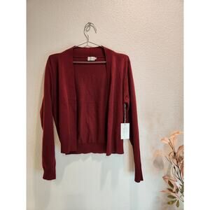 Cielo Red Open Front Cardigan Sweater‎ XL Viscose Blend Lightweight NWT